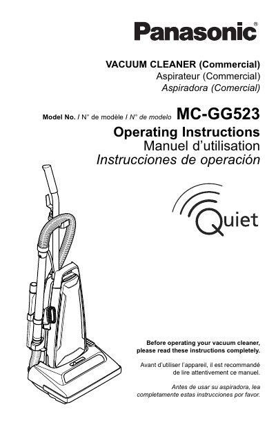 Panasonic MC-GG523 Commercial Vacuum Cleaner Operating Instructions - cover page