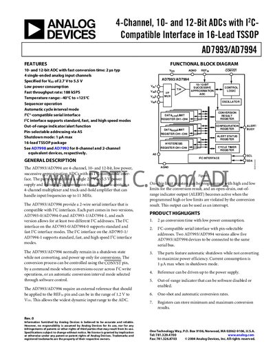 Analog Devices AD7993/AD7994 Datasheet - cover page