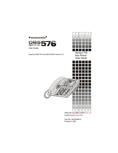 Panasonic DBS 576/DBS 576HD Digital Business System User Guide