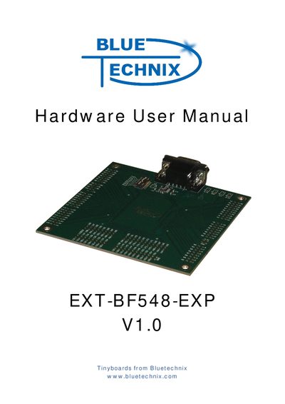 Bluetechnix EXT-BF548-EXP Hardware User Manual - cover page
