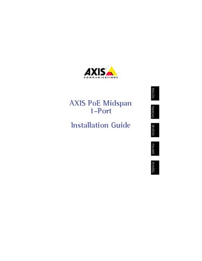 Axis PoE Midspan 1-Port Installation Guide - cover page