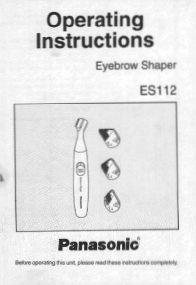 Panasonic ES112 Eyebrow Shaper Operating Instructions - cover page