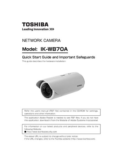 toshiba NETWORK CAMERA IK-WB70A User's Manual - cover page