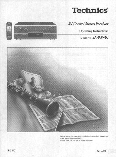 Technics SA-DX940 AV Receiver Operating Instructions