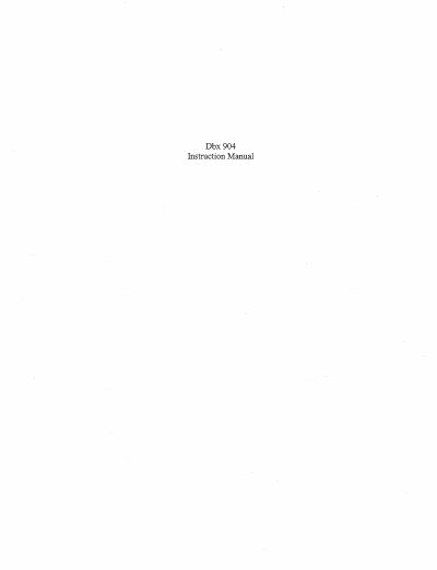 dbx 904 Noise Gate Instruction Manual - cover page
