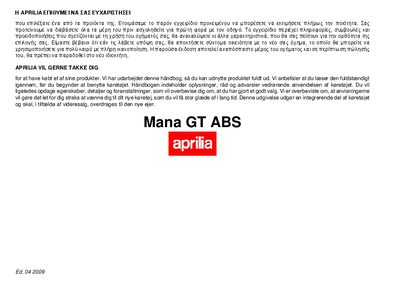 aprilia 894140 Mana GT ABS GR-DK 2009 Ed.01 Manual - cover page