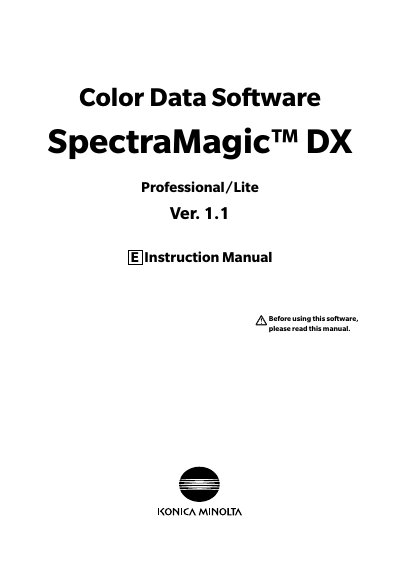 Konica Minolta SpectraMagic DX Professional/Lite Software User Manual - cover page