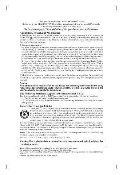 Futaba SKYSPORT 4YBF Transmitter User Manual - cover page