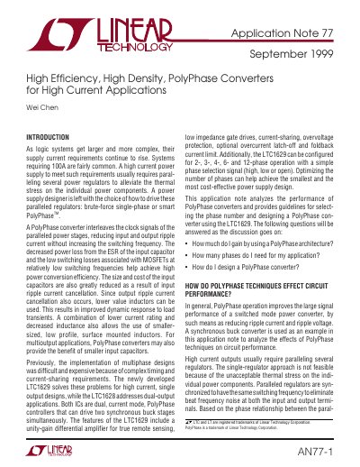 Linear Technology AN77 PolyPhase Converters for High Current Applications