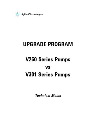 Agilent V250 vs V301 Pumps Technical Memo - cover page