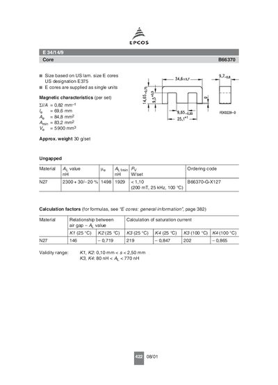 EPCOS B66370 Data Sheet - cover page