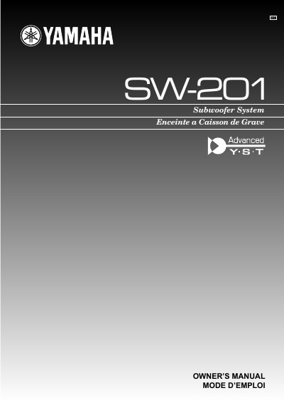 Yamaha SW-201 Subwoofer System Owner's Manual - cover page