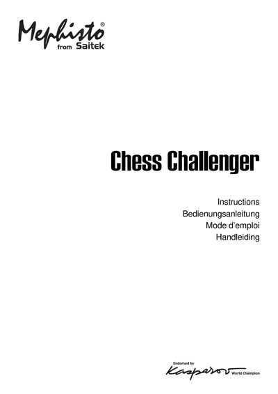 Chess Challenger L4827 User Manual