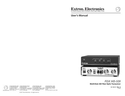 Extron FOX HD-SDI User Manual - cover page