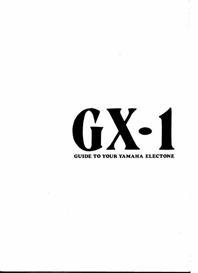 Yamaha GX-1 Electronic Organ User Guide - cover page