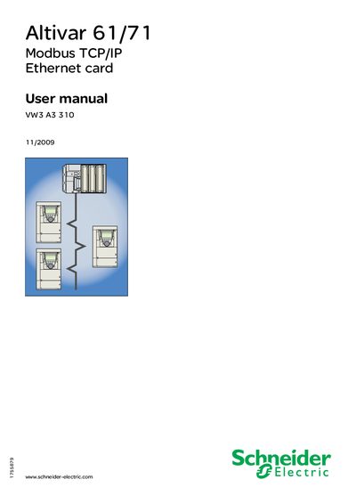Schneider Electric Altivar 61/71 Modbus TCP/IP Ethernet Card User Manual - cover page
