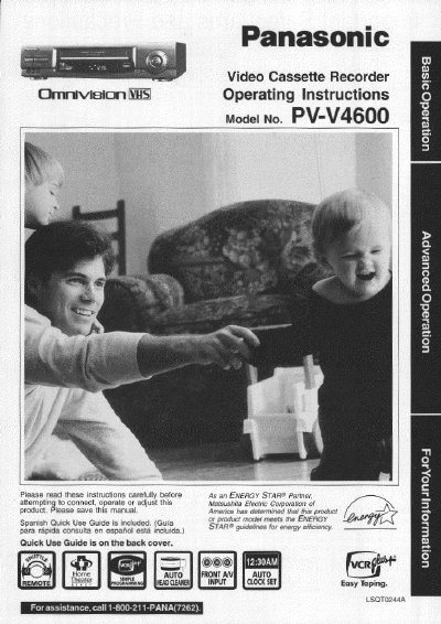 Panasonic PV-V4600 VCR Operating Instructions - cover page