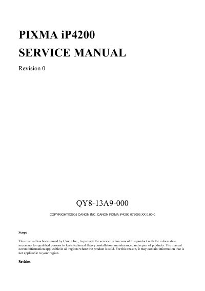 Canon iP4200 Printer Service Manual - cover page