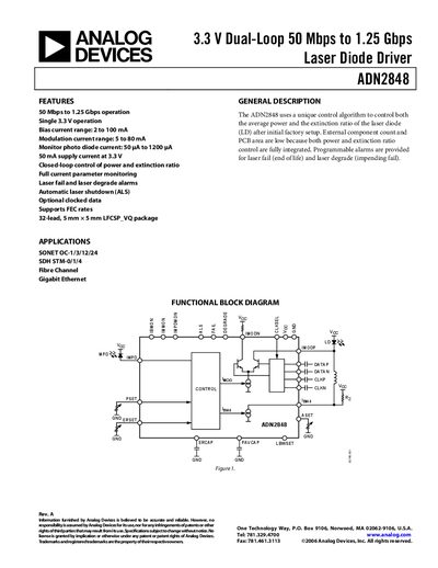 Analog Devices ADN2848 Laser Diode Driver Product Handbook - cover page