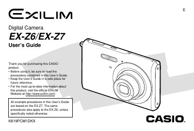 Casio EX-Z6 Digital Camera User's Guide - cover page