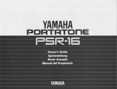 Yamaha PortaTone PSR-16 Owner's Guide - cover page