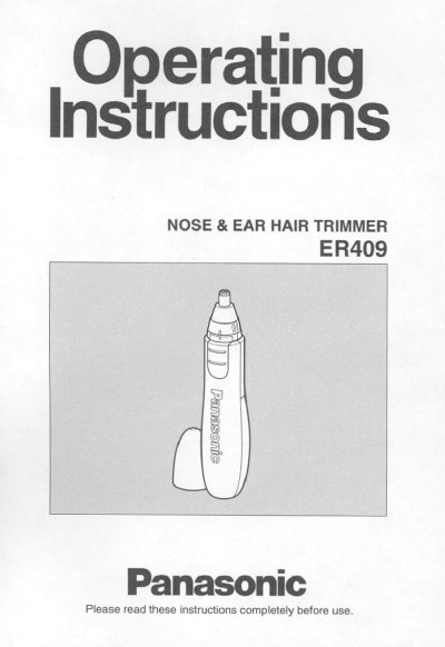 Panasonic ER409 Nose & Ear Hair Trimmer Operating Instructions - cover page