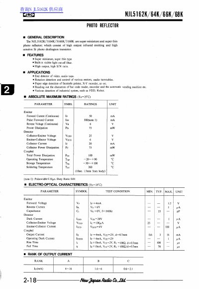 JRC NJL5162K/64K/66K/68K Memory Datasheet - cover page