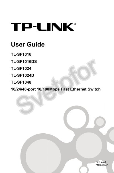TP-Link TL-SF1016, TL-SF1016DS, TL-SF1024, TL-SF1024D, TL-SF1048 Fast Ethernet Switch User Manual