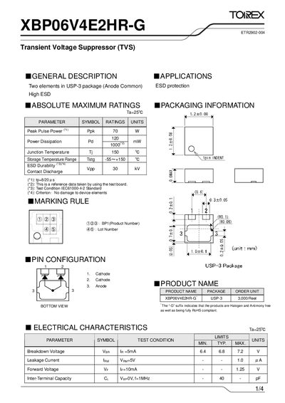 TOREX XBP06V4E2HR-G Manual - cover page