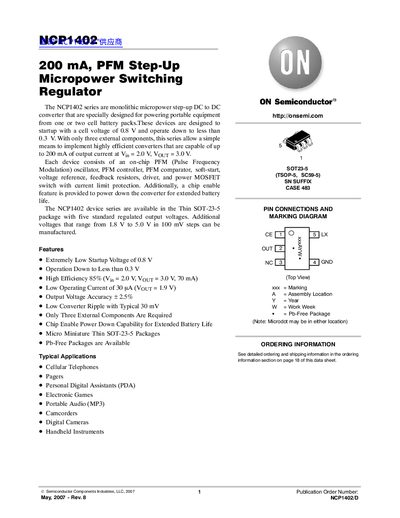 ON Semiconductor NCP1402 Datasheet - cover page