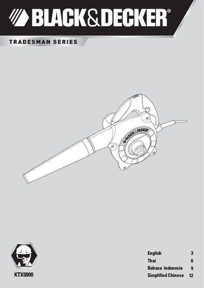 Black & Decker KTX5000 Blower User Manual