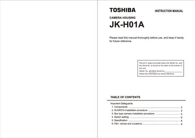 toshiba CAMERA JK-H01A User's Manual - cover page