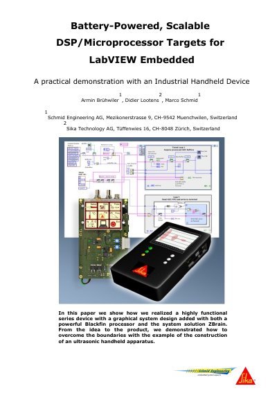Battery-Powered Scalable DSP/Microprocessor Targets for LabVIEW Embedded Paper - cover page
