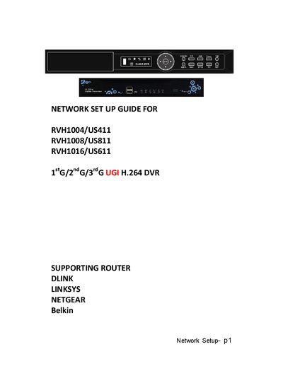 iCatch RVH1004/US411, RVH1008/US811, RVH1016/US611 Network Setup Guide - cover page