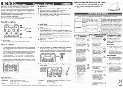 BOSS BCB-30 Pedal Board User Manual - cover page