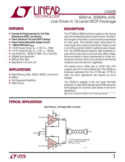 Linear Technology LT6300 Datasheet - cover page