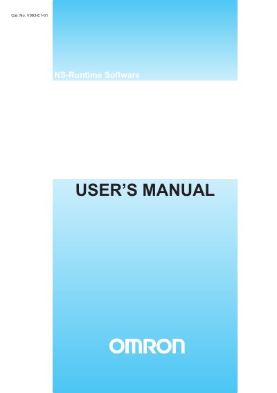 Omron NS-Runtime Software V093-E1-01 User Manual - cover page