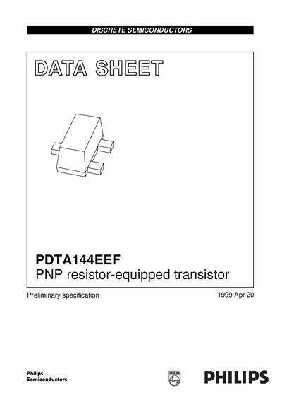 Philips PDTA144EEF PNP Resistor‑Equipped Transistor Datasheet - cover page