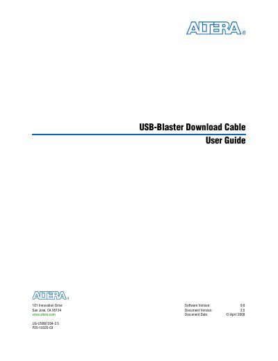 Altera USB-Blaster Download Cable User Guide - cover page