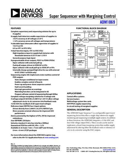 Analog Devices ADM1069 Super Sequencer Datasheet - cover page