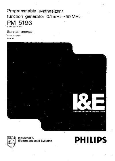 Philips PM 5193 Programmable Synthesizer Service Manual - cover page