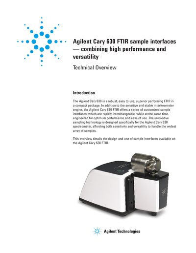 Agilent Cary 630 FTIR Sample Interfaces Technical Overview - cover page