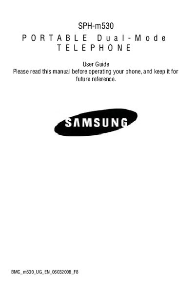 Samsung SPH-m530 User Guide - cover page