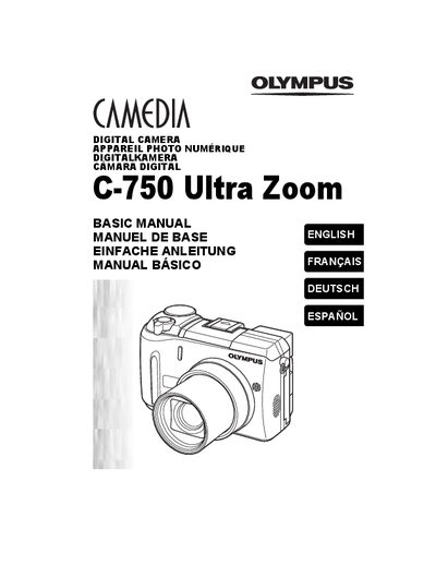 Olympus C-750 Ultra Zoom Digital Camera Basic Manual - cover page