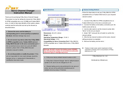 FrSky Servo Channel Changer Instruction Manual - cover page