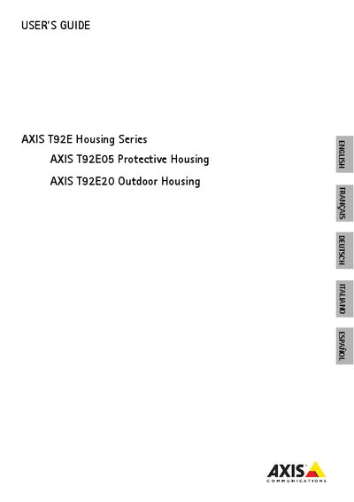 Axis T92E05/T92E20 Housing Series User's Guide - cover page