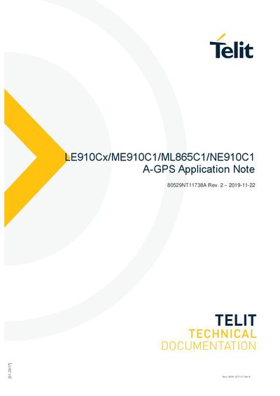 Telit LE910C/ME910C1/ML865C1/NE910C1 A-GPS Application Note - cover page
