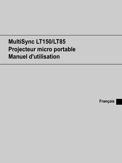 NEC MultiSync LT150/LT85 Projector User Manual - cover page