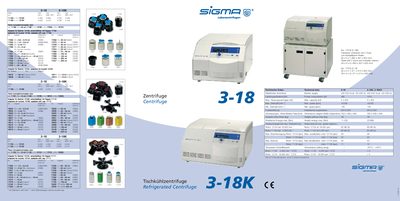 Sigma 3-18 Tabletop Centrifuge Technology Data