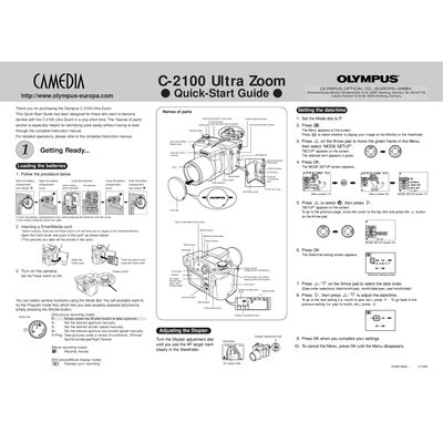 Olympus C-2100 Ultra Zoom Quick-Start Guide - cover page